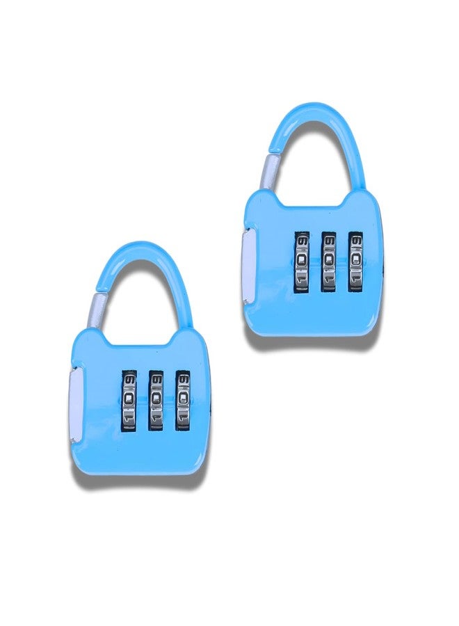 سيفين مون قفل أمان برقم سري من Seven Moon للأمتعة وحقائب الظهر والحقائب وحقائب العمل وملحقات السفر - متين وآمن ومريح - عبوة من قطعتين (أزرق) - Image 3